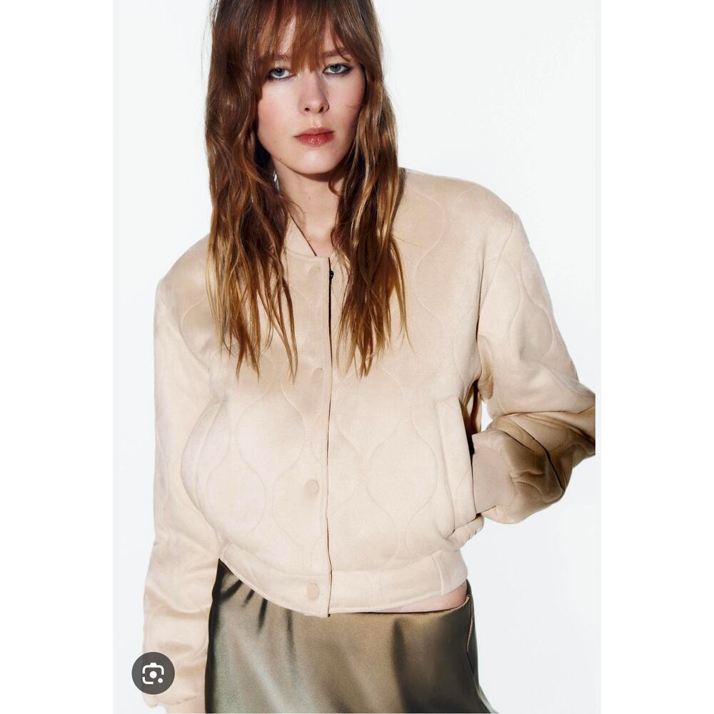 Zara faux suede padded bomber jacket. Size S. Retails $100
